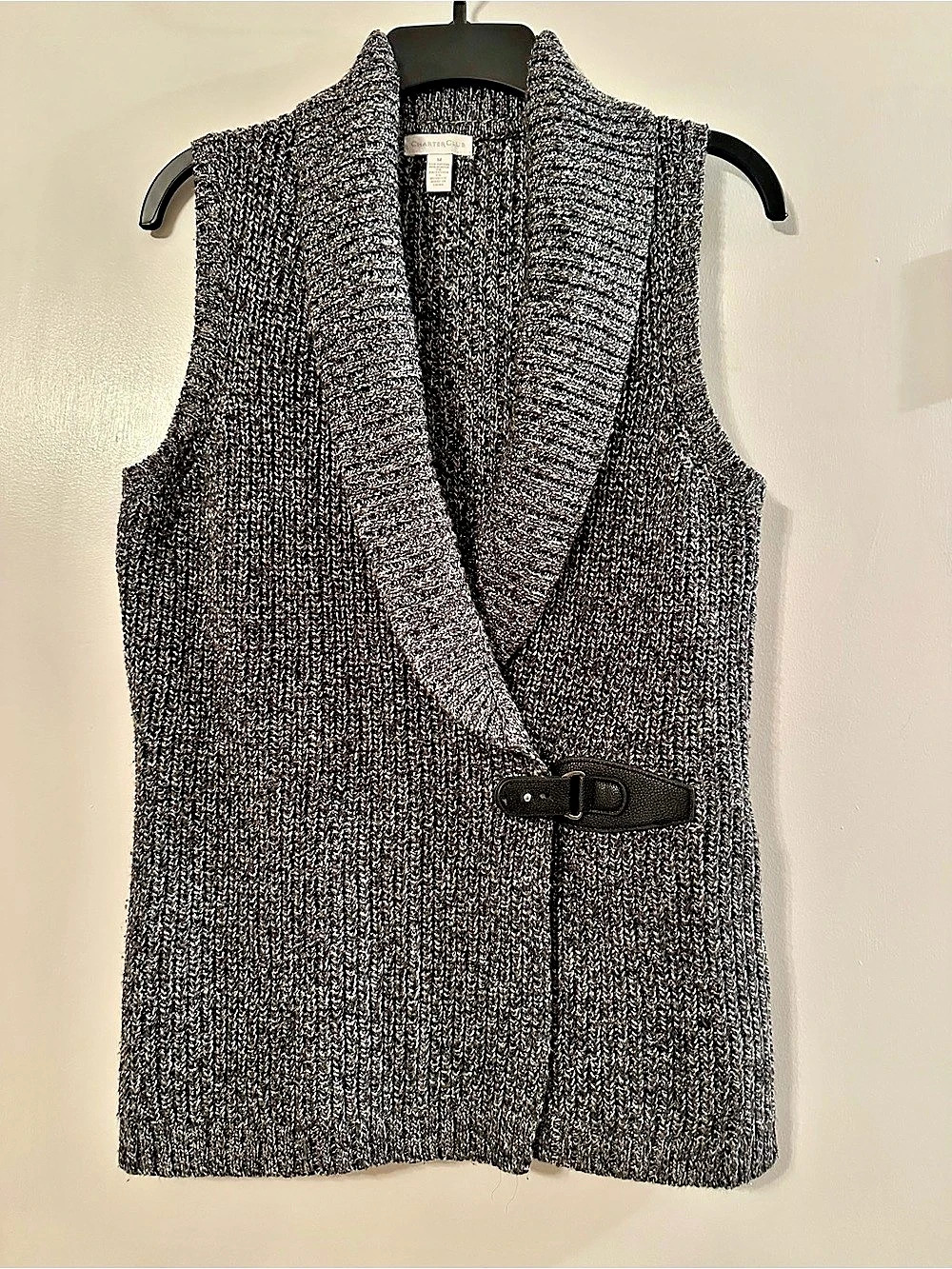 Charter Club Gray & Black Sweater Vest Size Medium Like New